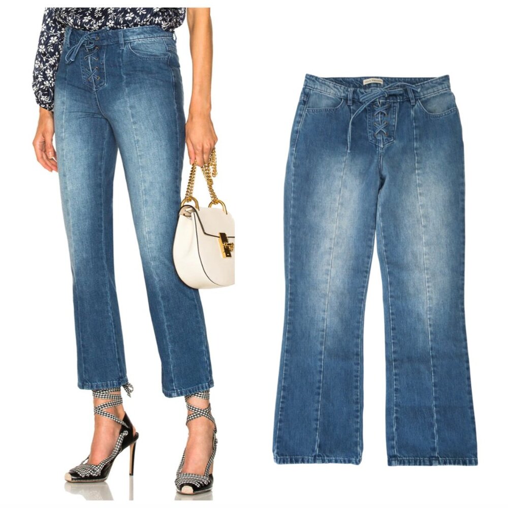 ULLA JOHNSON cropped Alex jeans Lace up